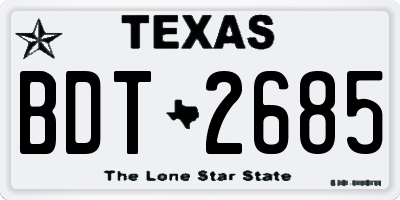 TX license plate BDT2685