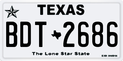 TX license plate BDT2686