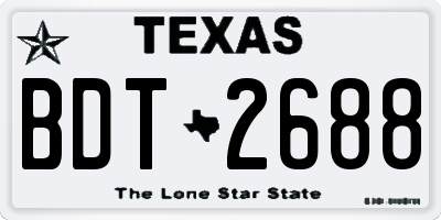 TX license plate BDT2688