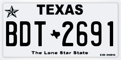 TX license plate BDT2691