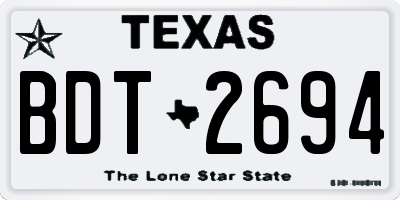 TX license plate BDT2694