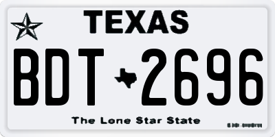 TX license plate BDT2696