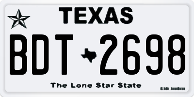 TX license plate BDT2698