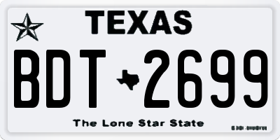 TX license plate BDT2699