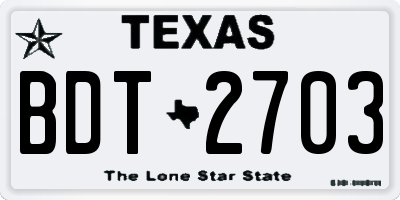 TX license plate BDT2703