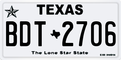 TX license plate BDT2706