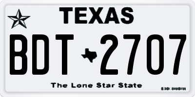 TX license plate BDT2707