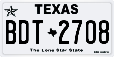 TX license plate BDT2708