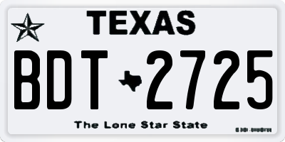 TX license plate BDT2725