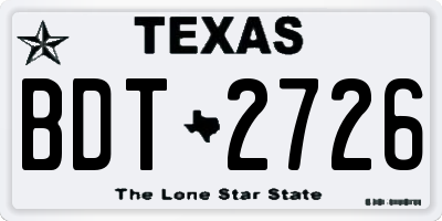 TX license plate BDT2726