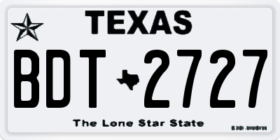 TX license plate BDT2727