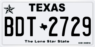 TX license plate BDT2729