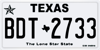 TX license plate BDT2733