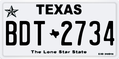TX license plate BDT2734