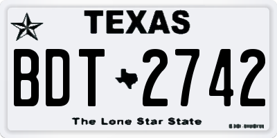 TX license plate BDT2742