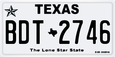 TX license plate BDT2746