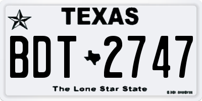 TX license plate BDT2747