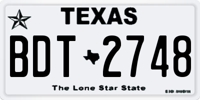 TX license plate BDT2748