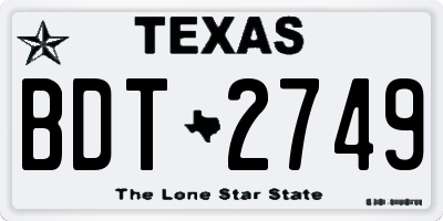 TX license plate BDT2749