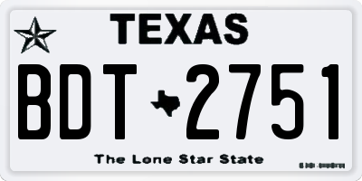 TX license plate BDT2751