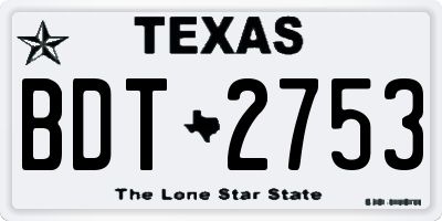 TX license plate BDT2753