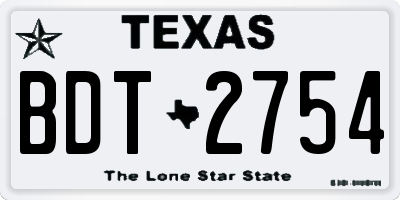 TX license plate BDT2754