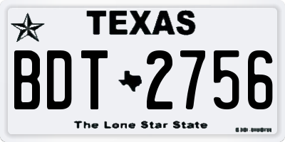 TX license plate BDT2756
