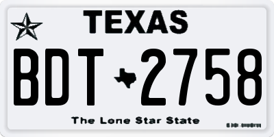 TX license plate BDT2758
