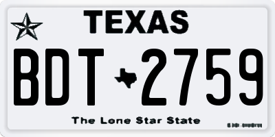 TX license plate BDT2759
