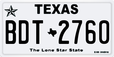 TX license plate BDT2760