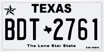 TX license plate BDT2761