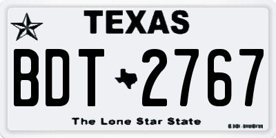 TX license plate BDT2767