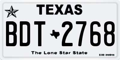 TX license plate BDT2768