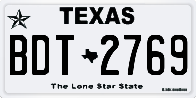 TX license plate BDT2769