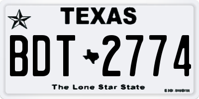 TX license plate BDT2774