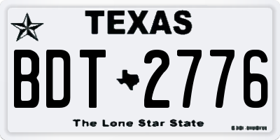 TX license plate BDT2776