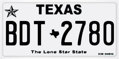 TX license plate BDT2780