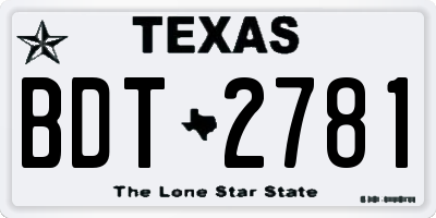 TX license plate BDT2781