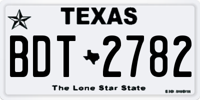 TX license plate BDT2782