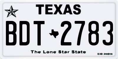 TX license plate BDT2783