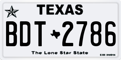 TX license plate BDT2786