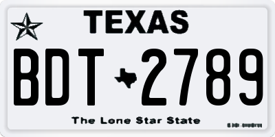 TX license plate BDT2789