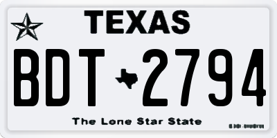 TX license plate BDT2794