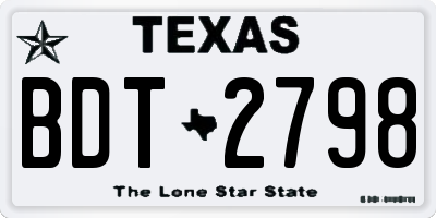 TX license plate BDT2798