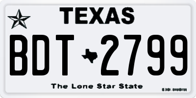 TX license plate BDT2799