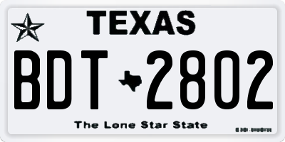 TX license plate BDT2802