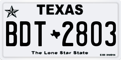 TX license plate BDT2803