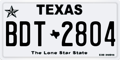 TX license plate BDT2804