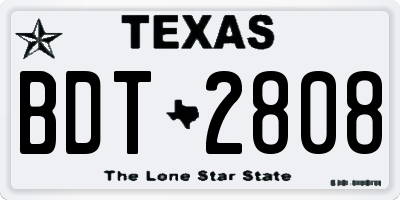 TX license plate BDT2808