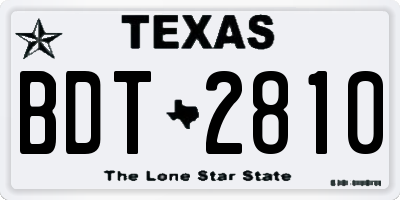 TX license plate BDT2810